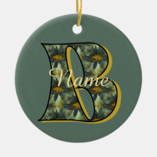 Décoration En Céramique Monogramme initiale B Fleurs personnalisées 