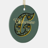 Décoration En Céramique Monogramme Initiale C Fleurs Personnalisé  (Droite)