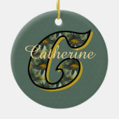 Décoration En Céramique Monogramme Initiale C Fleurs Personnalisé  (Dos)
