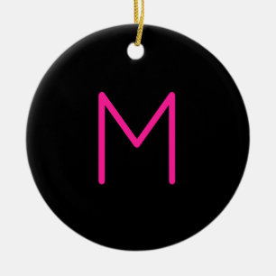 Décoration En Céramique Monogramme moderne éditable rose et noir