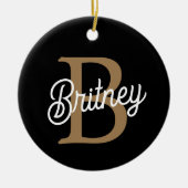 Décoration En Céramique Monogramme moderne élégant Nom Black Gold Script (Devant)