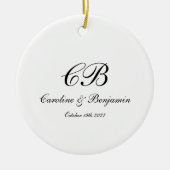 Décoration En Céramique Monogramme noir et blanc élégant intemporel (Devant)