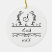 Décoration En Céramique Monogramme Nom de famille Police de script Feuille (Devant)