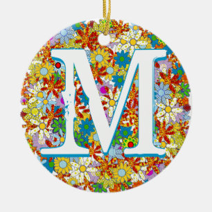 Décoration En Céramique Monogramme ou nom personnalisé Motif floral