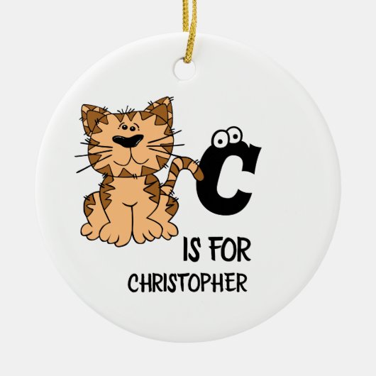 Décoration En Céramique monogramme personnalisé C est pour chats chaton ch (Devant)