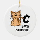 Décoration En Céramique monogramme personnalisé C est pour chats chaton ch (Dos)