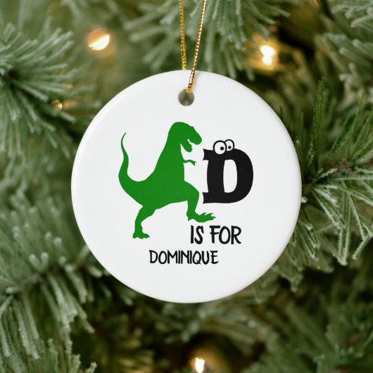 Décoration En Céramique Monogramme personnalisé D pour Dinosaur mignon T R (Arbre)