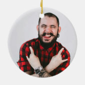 Décoration En Céramique Monogramme personnalisé Famille Noël Plaid Santa H (Dos)