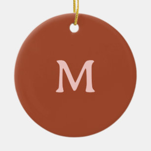 Décoration En Céramique Monogramme personnalisé orange brûlé