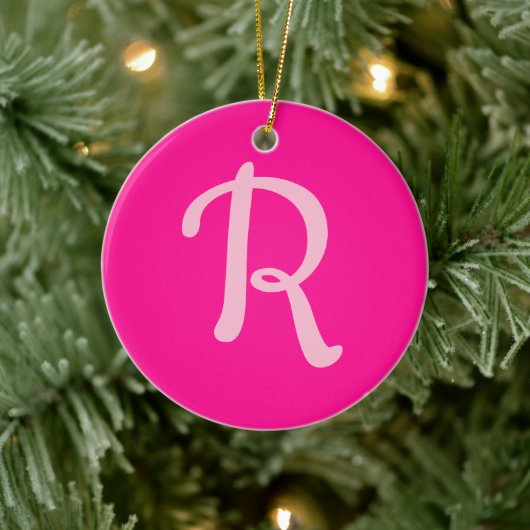 Décoration En Céramique Monogramme personnalisé Pastel et rose chaud (Arbre)