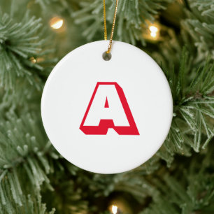 Décoration En Céramique Monogramme rouge blanc personnalisé lettre initia