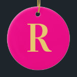Décoration En Céramique Monogramme simple moderne<br><div class="desc">Il s'agit d'un design monogramme mignon simple, moderne et personnalisé. Ce design élégant est en rose chaud tendance avec typographie stylisée. Il est parfait pour un cadeau personnalisé ou idéal comme décoration d'arbre de Noël pour vous-même. Ajoutez simplement votre lettre initiale en la tapant dans la zone de texte personnalisée....</div>
