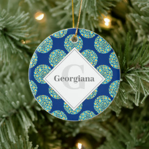 Décoration En Céramique Monogramme Starry Night On Sea Doodle Pois