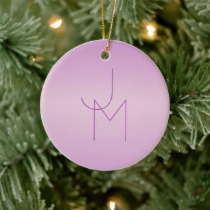 Décoration En Céramique Monogramme superposé unique Rose lilas doux