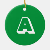 Décoration En Céramique Monogramme vert blanc couture initiale Noël (Devant)