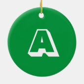 Décoration En Céramique Monogramme vert blanc couture initiale Noël (Dos)