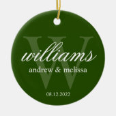 Décoration En Céramique Monogramme vert et blanc personnalisé (Devant)