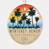 Décoration En Céramique Monterey Beach California Retro Sunset Palm tree (Gauche)