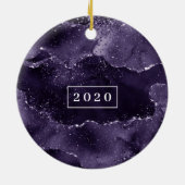 Décoration En Céramique Moody Agate | Minuit Indigo Deep Purple Monogramme (Dos)