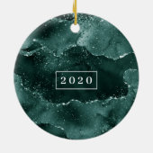 Décoration En Céramique Moody Agate | Monogramme Turquoise vert malachite (Dos)