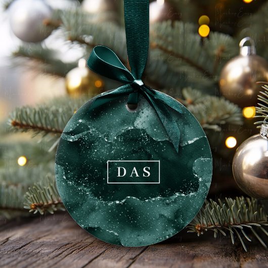 Décoration En Céramique Moody Agate | Monogramme Turquoise vert malachite