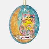 Décoration En Céramique Moon Flowers Cat (Droite)