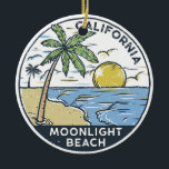 Décoration En Céramique Moonlight Beach San Diego California Vintage<br><div class="desc">Moonlight Beach hand drawn illustration with palm trees and waves in the background. Perfect for anyone who loves to visit Moonlight Beach.</div>