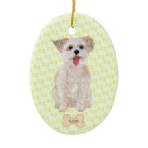 Morkie Avec Les Os Et Le Texte Ovale