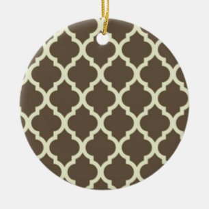 Décoration En Céramique Moroccan Lattice Pattern brown et white