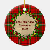 Décoration En Céramique Morrison Badge & Tartan Noël personnalisé (Dos)