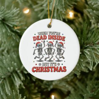 Décoration En Céramique Mort à l'intérieur mais c'est le squelette de Noël