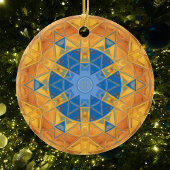 Décoration En Céramique Mosaic Mandala orange et bleu