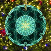 Décoration En Céramique Mosaic Mandala Turquoise et jaune