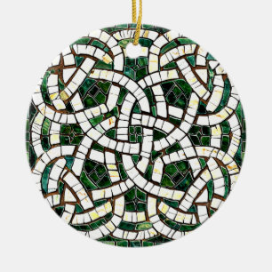 Décoration En Céramique Mosaïque de pierre céleste verte et blanche