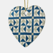 Décoration En Céramique Motif à patchwork bleu et blanc (Gauche)