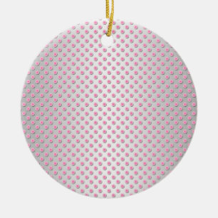 Décoration En Céramique Motif à pois rose et blanc argenté