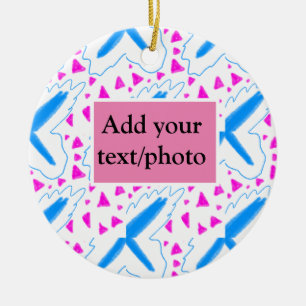 Décoration En Céramique Motif aquarelle bleu rose ajoutez nom texte person