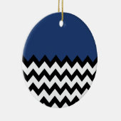 Décoration En Céramique Motif Bleu Cobalt Sur Grand Zigzag Chevron (Droite)