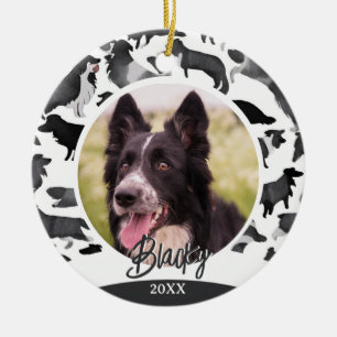 Décoration En Céramique Motif Border Collie Nom de Chien Photo Noël