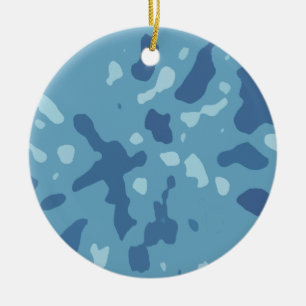 Décoration En Céramique Motif camouflage abstrait bleu pastel