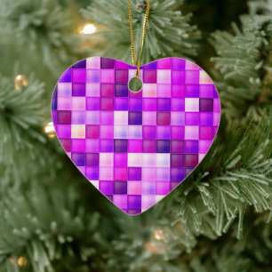 Décoration En Céramique Motif carré rose en pixels de jeu vidéo