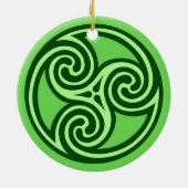 Décoration En Céramique Motif celtique Triskele, chaux et vert foncé (Dos)