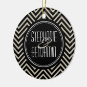 Décoration En Céramique Motif Chevron noir et beige Art déco (Gauche)