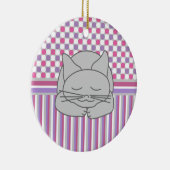 Décoration En Céramique Motif de chat gris dormant (Droite)