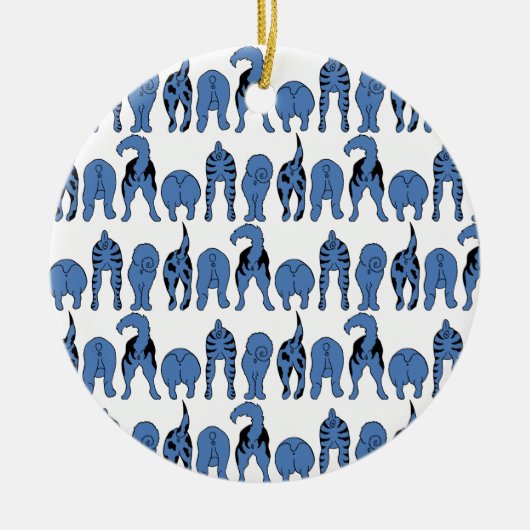 Décoration En Céramique Motif de Culs de Chien Bleu (Devant)