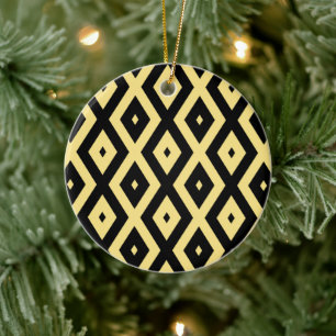 Décoration En Céramique Motif de diamant jaune citron et noir