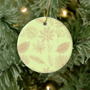 Décoration En Céramique Motif de feuilles vert pastel et beige