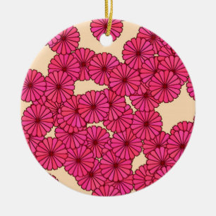 Décoration En Céramique Motif de fleurs Art Déco - rose profond et pêche