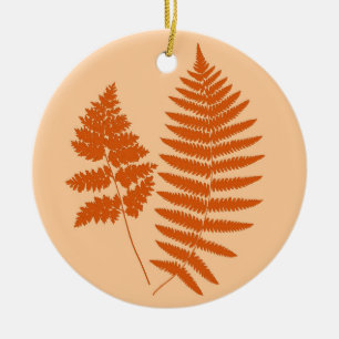 Décoration En Céramique Motif de fougère de bois, mandarine et orange clai