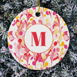 Décoration En Céramique Motif de marbre rétro Abstrait Monogramme<br><div class="desc">Motif abstrait marbré moderne et amusant en rose,  orange et jaune. Art original de Nic Squirrell. Modifiez le monogramme initial pour personnaliser.</div>
